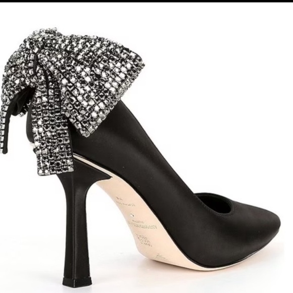 Antonio Melani Black Satin Crystal Bow Apollo Bow Satin Pump NWOB Size 8.5M - Picture 14 of 15